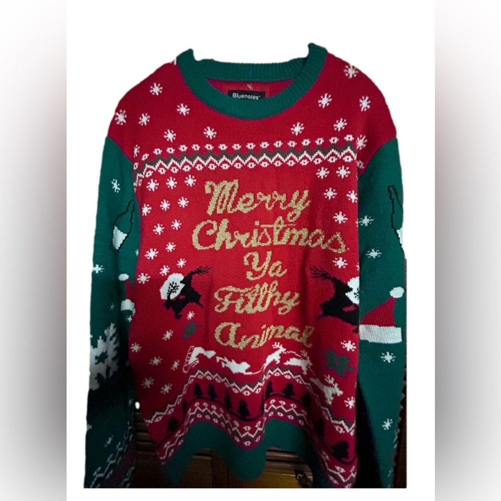 Bluenotes Festive Red and Green Sweater